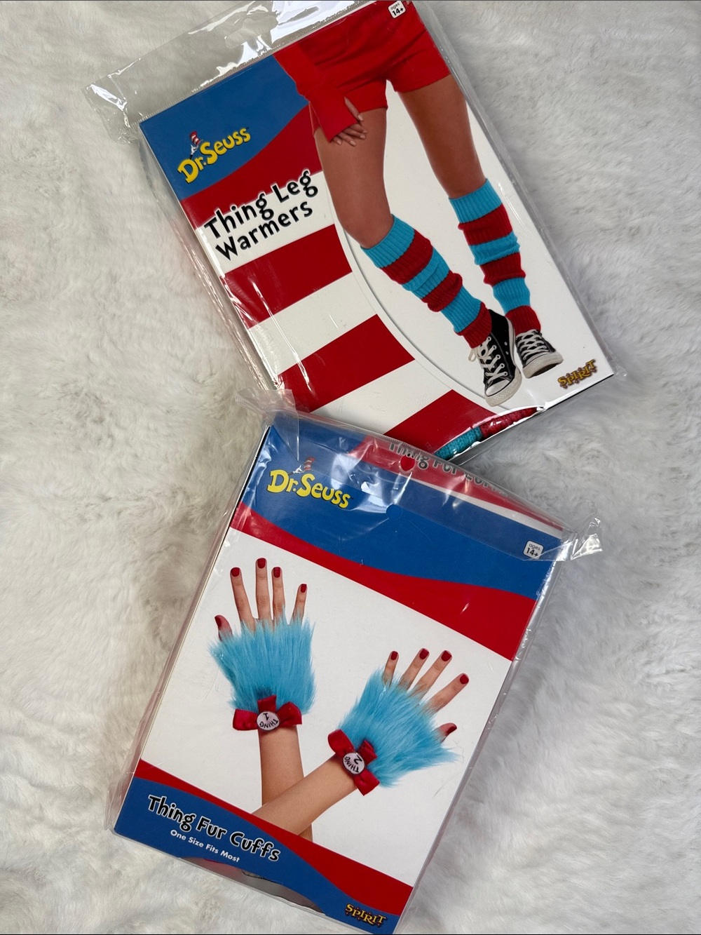 NEW Dr Seuss Thing 2 Piece Set Leg Warmers & Fur Cuffs Accessories Halloween